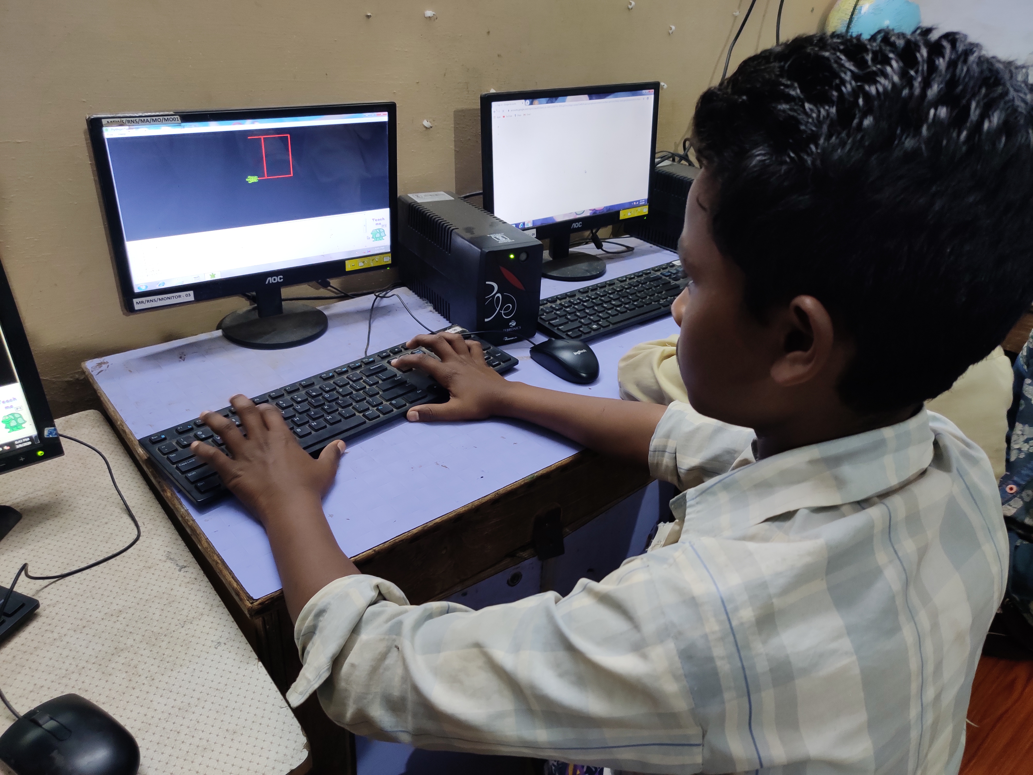 Devendra Dhurve practicing in the Tech Lab at RNS